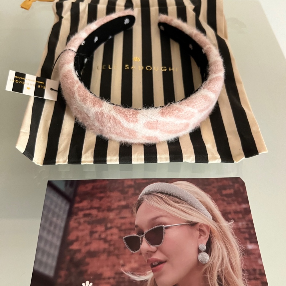 LELE SADOUGHI Pink Leopard Knit Alice Headband